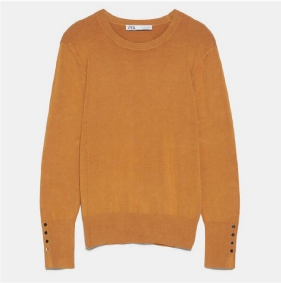 Zara mustard crew neck knit top - Picture 2 of 6